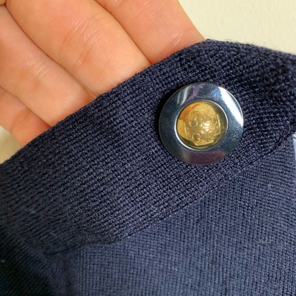 Tory Burch Emma Navy Merino wool Top sz M - Picture 2 of 7